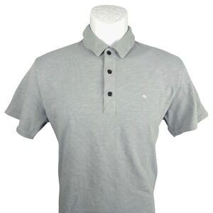 Rag & Bone Mens Short Sleeve Slub Cotton Polo Shirt Light Blue Gray Size Medium